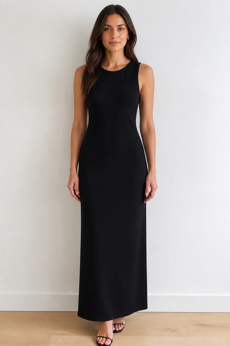 Lulus Sleeveless Black Maxi Dress with Twist Back Detail